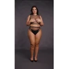 Shots Ouch! OSX Juodas Two-Piece Set with Crop Top, Panty &amp; Fishnet Design XL-4XL