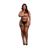 Shots Plus Size Juodas Double Strap Garter Belt with Adjustable Sliders
