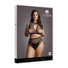 Shots Duo Net Plus Size Keyhole Crop Top &amp; High-Waisted Set Juodas XL-4XL