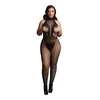 Shots Leg Avenue Plus Size Bodystocking Lace &amp; Fishnet, Halter Neck, XL-4XL