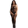 Shots Passion Plus Size Bodystocking Fishnet &amp; Lace Pattern XXL-5XL Juodas