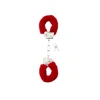 Shots Ouch! Plush Handcuffs Juodas - Soft Faux Fur, Adjustable, Secure Lock