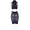 Shots Kala XXXVII Plus Size Two-Piece Set - Turtleneck Crop Top &amp; Skirt, Juodas