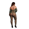 Shots Obsessive Bodystocking F217 Plus Size Lace Pattern, Long Sleeves, Juodas