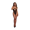 Shots Lace Underwired Open Cup Bodysuit su reguliuojamais slankikliais - vienas dydis - Juodas