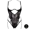 Shots Obsessive Bodysuit Model 8714273043801 Plus Size Lace Open Cup Juodas