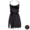 Shots Obsessive Juodas Silk Dress Model 8714273043771 with Open Back and Slit, One Size