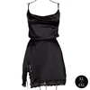Shots Obsessive Plus Size Silk Dress Juodas with Criss Cross Back and Slit