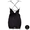 Shots Obsessive Plus Size Silk Dress Juodas with Criss Cross Back and Slit