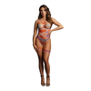 Shots Allure Open-Cup Tie Dye Bodystocking with Decorative Bling Stickers, One Size