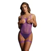 Shots Passion Open-Cup Fishnet Bodysuit with Strappy Neckline, One Size