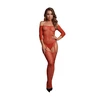 Shots Rene Rofe Shimmering Off-Shoulder Bodystocking Raudona/Gold Glitter One Size