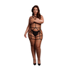 Shots Rimba Plus Size Juodas Strappy Open Cup Body Harness with Garters XL-4XL