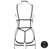 Shots Strappy Open Cup Body Harness with Garters Juodas One Size