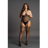 Shots Passion Strappy Halter Bodystocking Plus Size XXL-5XL, Open Cup Design