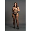 Shots Passion Plus Size Leopard Pattern Suspender Tights - Fishnet Design