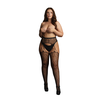 Shots Passion Plus Size Leopard Pattern Suspender Tights - Fishnet Design