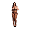 Shots Obsessive 2-Piece Plus Size Set Open-Cup Bra &amp; Lace-Up Panty Juodas XL-4XL