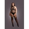 Shots Obsessive OSX Juodas Halter Turtleneck Set with Lace &amp; Fishnet XL-4XL