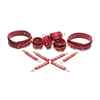 Xr Brands Cautiva Carmesi Raudona Vegan Leather Restraint Set - Adjustable Thigh, Wrist &amp; Ankle Bands