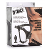 XR Brands Master Series Leather Chastity Harness with Silicone Plug, Adjustable
