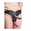 Xr Brands Crave Double Penetration Imitation Leather Harness, Adjustable, Juodas