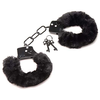 XR Brands Cuffed in Fur Adjustable Faux Fur Handcuffs Juodas 4.5-7"