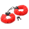 XR Brands Furry Adjustable Raudona Restraint Handcuffs with Keys 4.5-7in