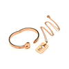 Xr Brands Cuffed Rose Gold Locking Bracelet &amp; Key Pendant Necklace Set