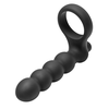 XR Brands Double Fun Silicone Ring with Vibrating Beaded Extension Juodas