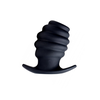 XR Brands HIVE Tunnel Plug Medium Silicone Ribbed Hollow Juodas
