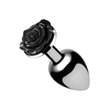 XR Brands Juodas Rose Medium Rose-Shaped Aliuminio Plug Juodas