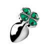 XR Brands Lucky Clover Metal Intimate Plug Medium Sidabrinis Gem