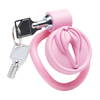 Xr Brands Rožinė Pussification Rožinė Compact Chastity System with Adjustable Rings