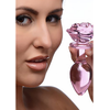 Rožinė XR Brands Rožinė Rose Glass Intimate Plug Large - Artistic Borosilicate