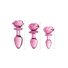 Rožinė XR Brands Rožinė Rose Glass Intimate Plug Large - Artistic Borosilicate
