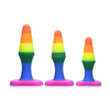 XR Brands Rainbow Silicone Anal Trainer Set - 3-Piece Graduated Plugs