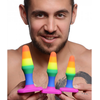 XR Brands Rainbow Silicone Anal Trainer Set - 3-Piece Graduated Plugs