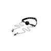Xr Brands Master Series Silicone Ball Gag &amp; Adjustable Nipple Clamp System Juodas