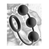 XR Brands Master Series Silicone Ring with 3 Weighted Balls Juodas