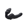 Slim Rider Ribbed Wireless Strapless Strap-On by XR Brands, Silicone, Juodas
