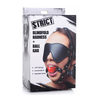 Xr Brands Sex &amp; Mischief Blindfold Harness with Raudona Ball Gag Adjustable Juodas