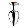 XR Brands Heart Plug Large - Aluminum &amp; Tiger Eye Gem, 3 Inch