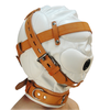Xr Brands Strict Leather Sensory Isolation Hood M/L Baltas-Tan Adjustable Leather