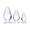 XR Brands Triple Cones Anal Plug Set 3 Sizes Transparent TPE