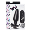 Xr Brands BANG Remote-Controlled Silicone Plug - 21-Mode Atsparus vandeniui, Juodas
