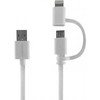 THOMSON TH2IN1CABLEW - greitas du viename laidas - Lightning ir mikro USB, 1m, baltas