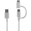 THOMSON TH2IN1CABLEW - greitas du viename laidas - Lightning ir mikro USB, 1m, baltas