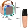 Ikonka Karaokės rinkinys 2 mikrofonai + nešiojamas garsiakalbis BLUETOOTH USB LED rožinis