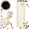 Ikonka Kruzzel Termo puodelis - termosas 420ML su LED temperatūros indikatoriumi, rusvai gelsvas